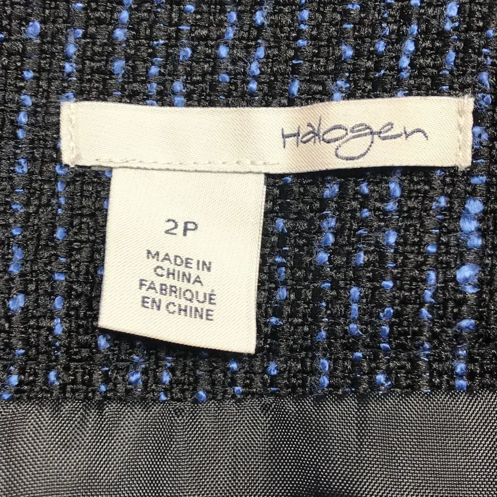 Halogen Pleated Tweed A Line Skirt Blue Size 2P - Picture 4 of 6